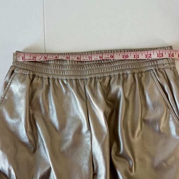 Generation Love Anthropologie Aidan Metallic Vegan Leather Jogger Pants Large - Picture 14 of 15
